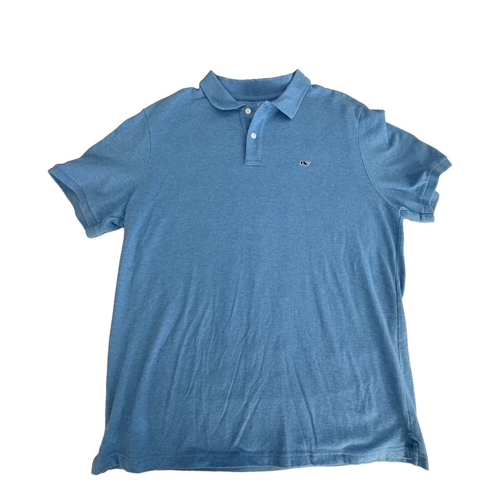 Vineyard Vines Blue Polo Shirt Embroidered Whale Logo Men's L Preppy EUC